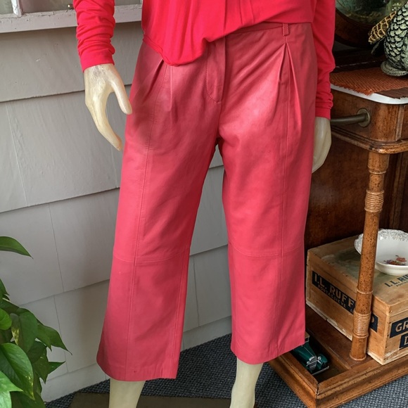 Vintage Leather Collection Crop Pants Fuscia Deep Pink - Picture 7 of 12